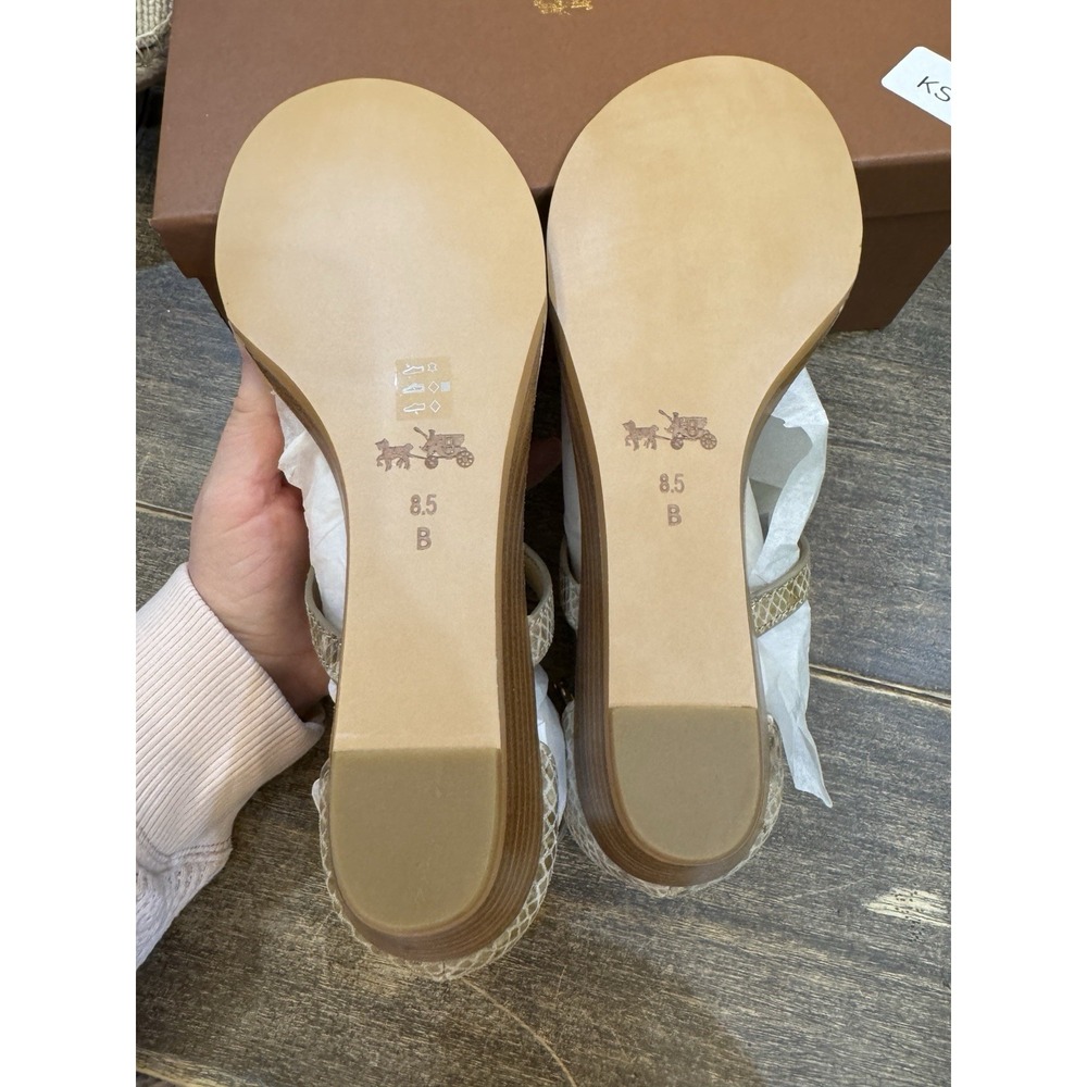 COACH Ingrid Natural Snake Print Leather Thong Wedge Sandals‎ Women's Size 8.5 - Picture 8 of 12